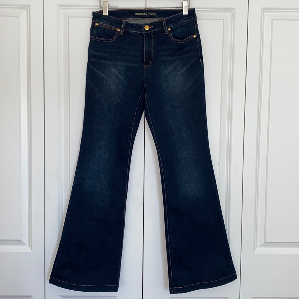 Michael Kors Selma Flare Leg Dark Denim Jeans Size 6